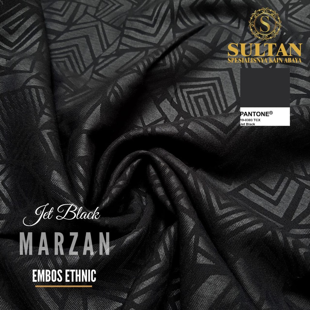 50CM MAZEN (MARZAN) EMBOS ETHNIC JET BLACK (HITAM NORMAL) ANTI UV KAIN ABAYA SULTAN
