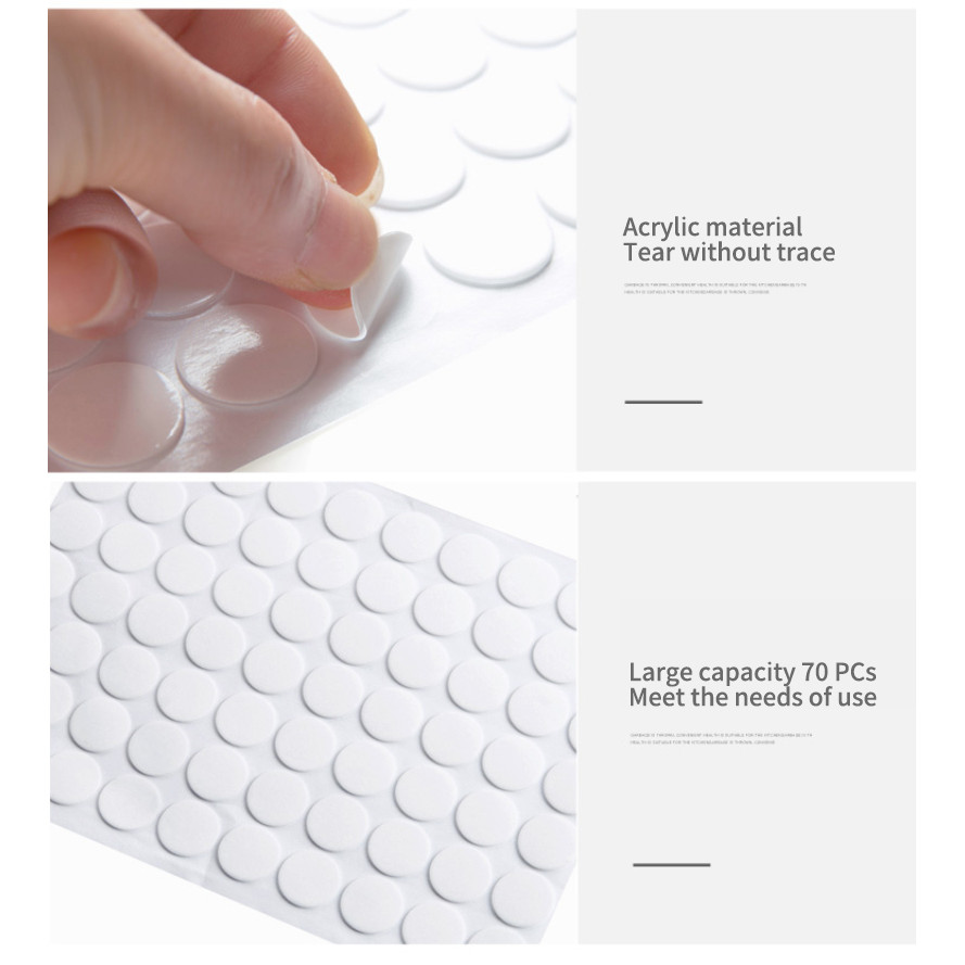 

70Pcs Round Seamless Transparent Double-sided Tape Super Sticky Strong Waterproof Small Film Stickers Double Face Adhesif