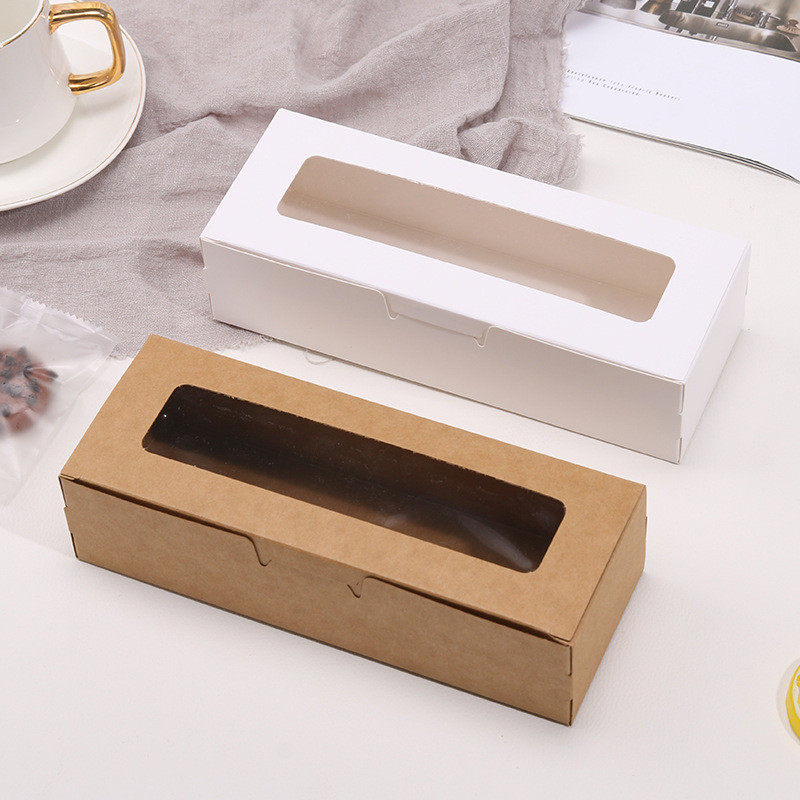 

10/20Pcs Kraft Paper Packaging Boxes Transparent Window Foldable Candy Baking Cake Box For Wedding Birthday Party Gift Box