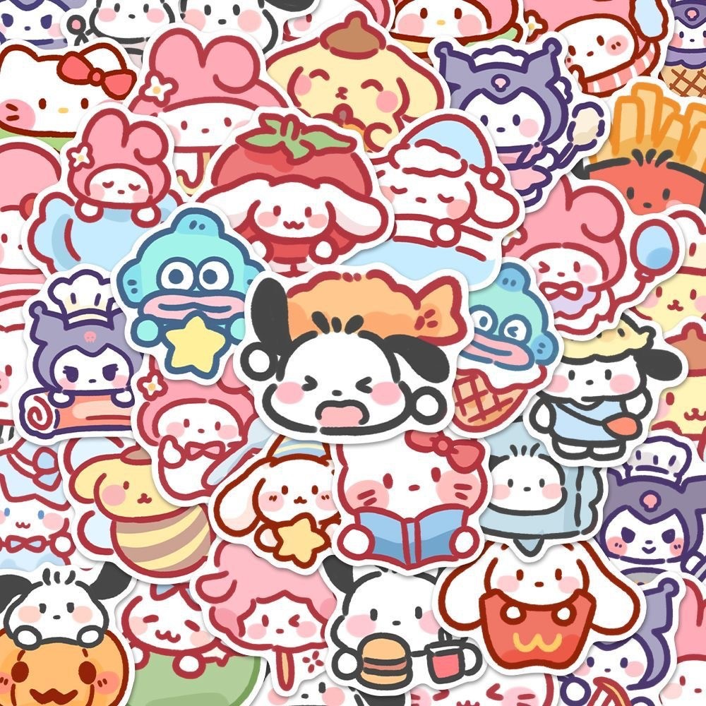 

100pcs Cute Cartoon Sanrio Stickers My Melody Kuromi Handbag Decoration Stickers Cinnamoroll Children's Gift Sticker Bag