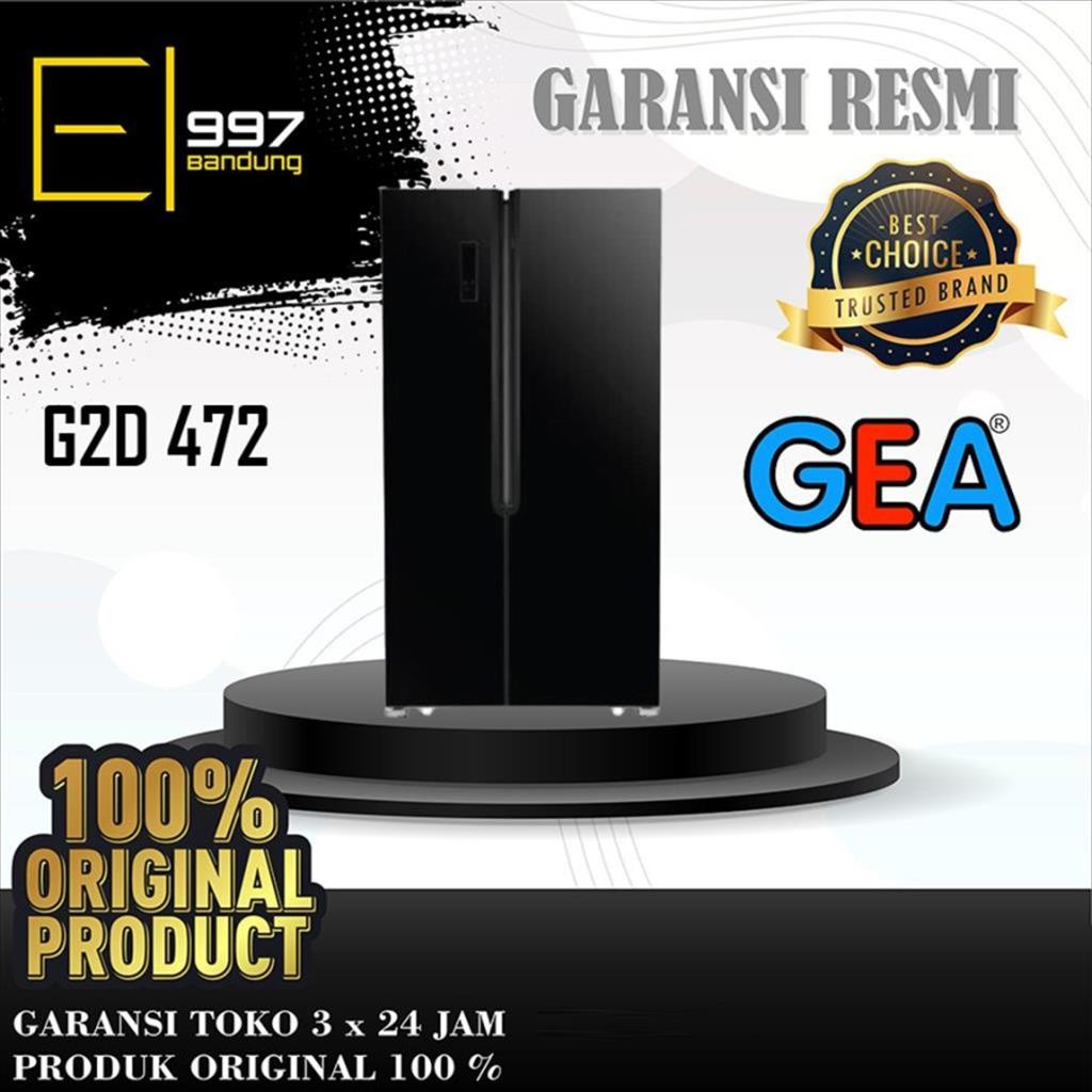 KULKAS GEA SIDE BY SIDE G2D-472 / G2D472 / G2D-472 BLACK GLASS