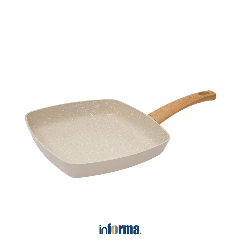 Informa Cooking Color 24 cm Kent Wajan Panggang Ceramic - Abu-Abu Grill Pan Teflon Panggang Peralata
