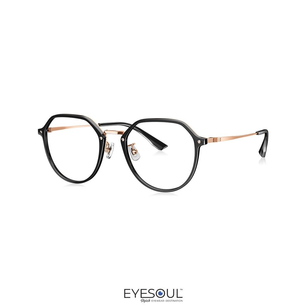 Parim Eyewear Kacamata Optical Round Titanium - Hitam/Gold