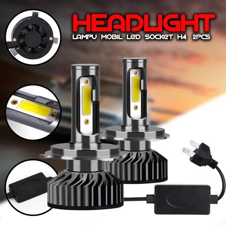 BAYAR DI TEMPAT Lampu Depan Mobil H4 Super Terang LED Bola Lampu Utama 12 - 24 Volt 72Watt 7600Lumen