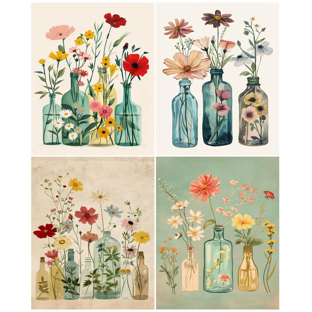 

GATYZTORY Diy Frame Paint By Numbers For Adults Kits Flowers Modern Wall Art Picture With Numbers For Home Wall Decors