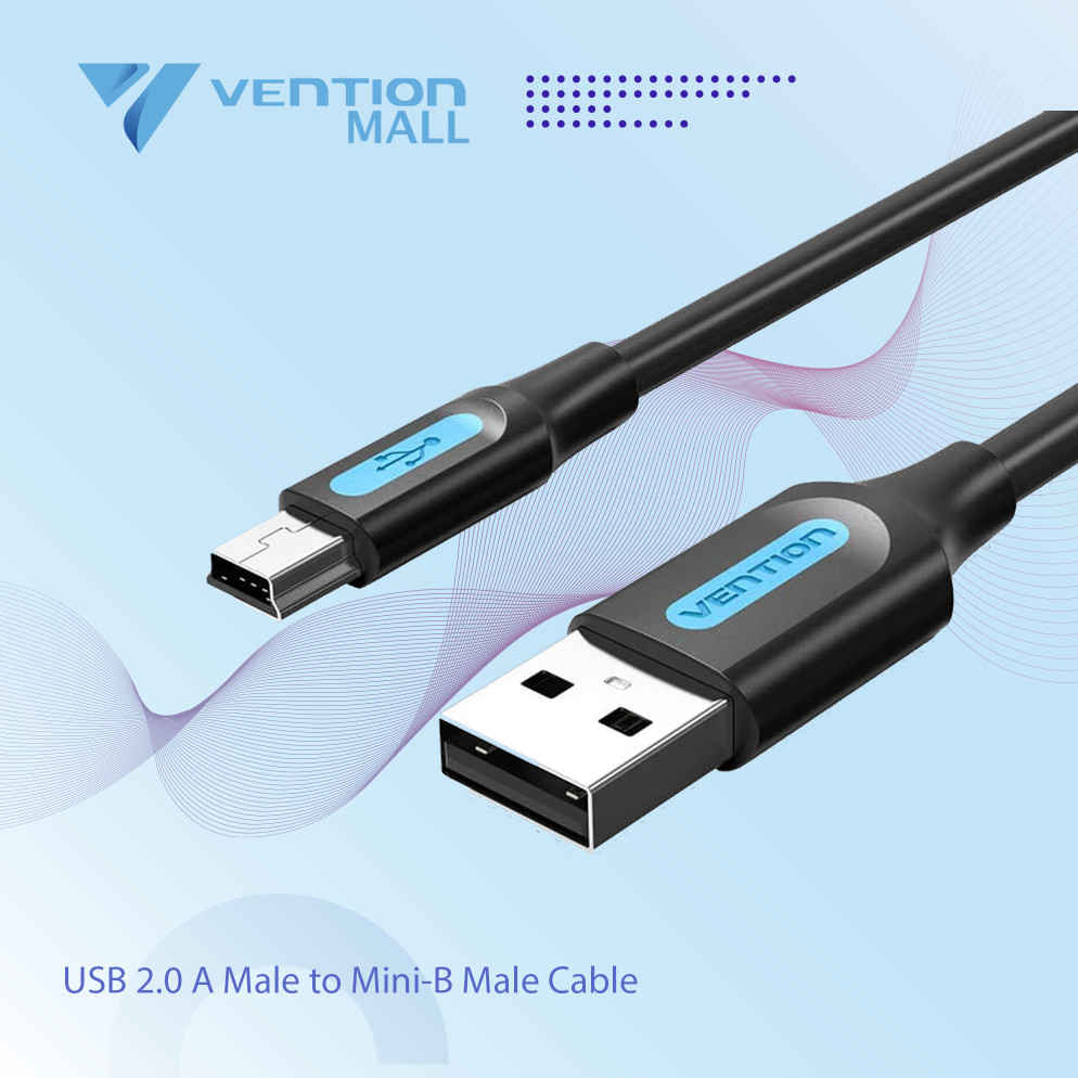 Vention Kabel Data Mini USB Type B Harddisk HDD Hard Disk Kamera Pendek 25cm 50cm