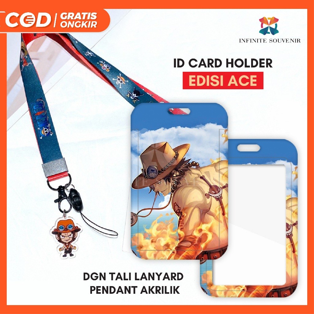 

[N003] ACE / Name Tag ID Card Holder Motif Karakter One Piece dengan Tali Lanyard Pendant Akrilik