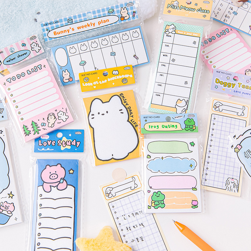 

50Pcs Cute Piggy Cat Memo Pads Decoration Message Notes Paper To Do List Weekly Plan Kawaii Notepad School Stationery