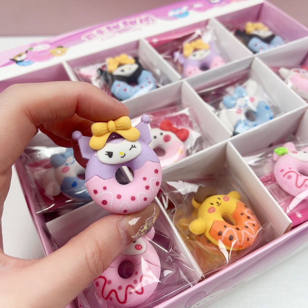 

6pcs Sanrio Cartoon Eraser Rubber Kawaii Students Stationery Kuromi Hello Kitty 3d Eraser Clean Tools School Children Gifts