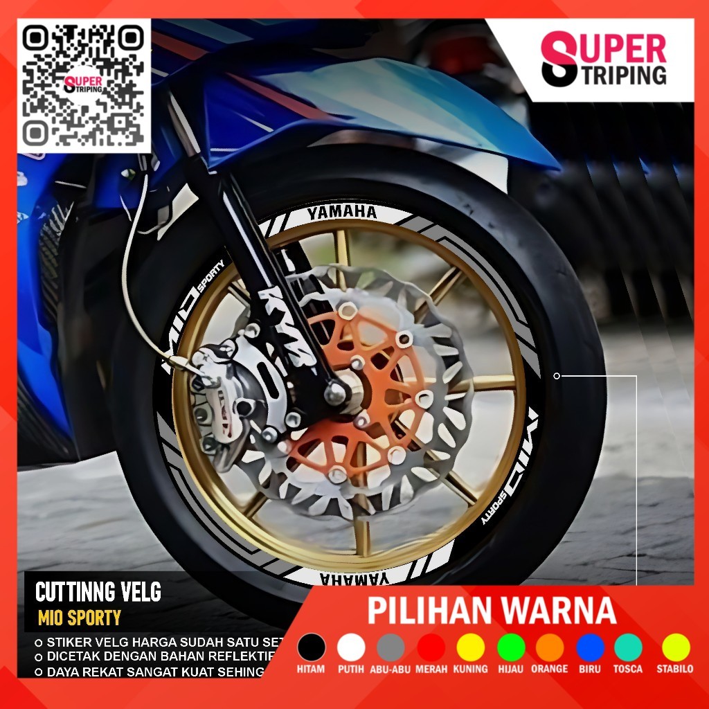 COD Stiker Cutting Velg Sticker Mio Sporty KODE-17 Lama Old Karbu Garnis Variasi Semifull