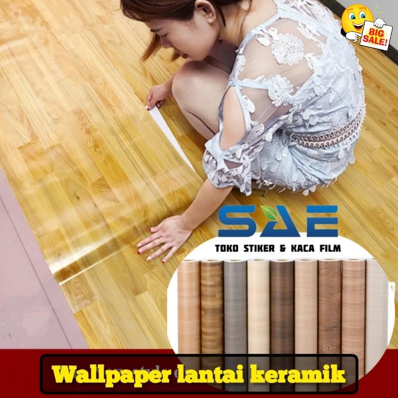 Wallpaper Sticker Lantai Keramik Dinding Dapur Meja Lemari Pintu Kayu Triplek Pvc Berperekat L-120Cm