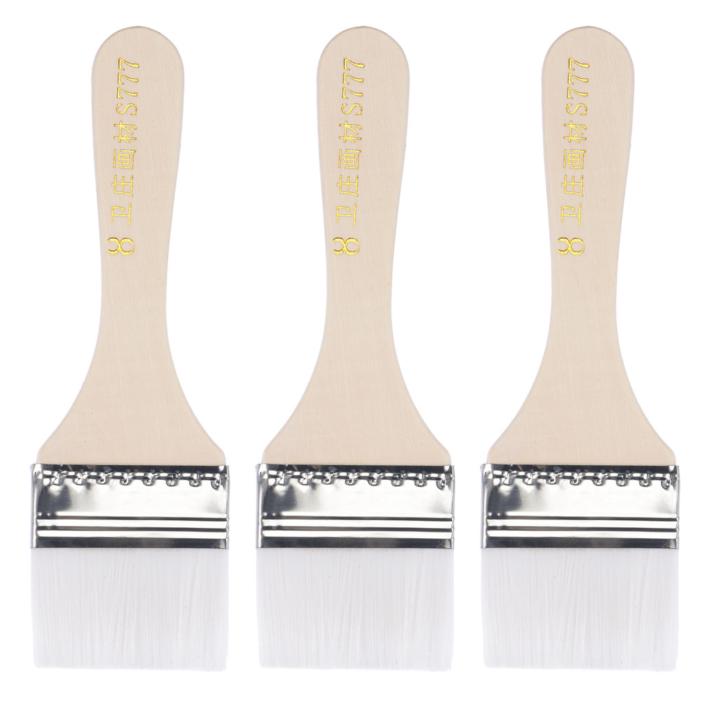 

uxcell 6" Paint Brush 2" Width Soft Nylon Bristle with Wood Handle for Wall, Cabinets, Fences White 3 Pcs