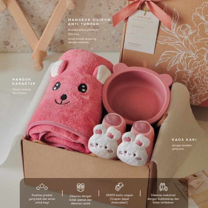 

Hadiah Kelahiran Bayi | Baby Newborn Gift Set |Hampers Newborn - Pink CB