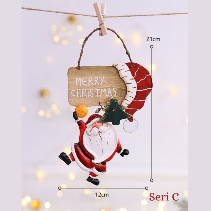 

Merry Christmas Wooden Tree Santa Ornament Decoration | Dekorasi natal - Seri C