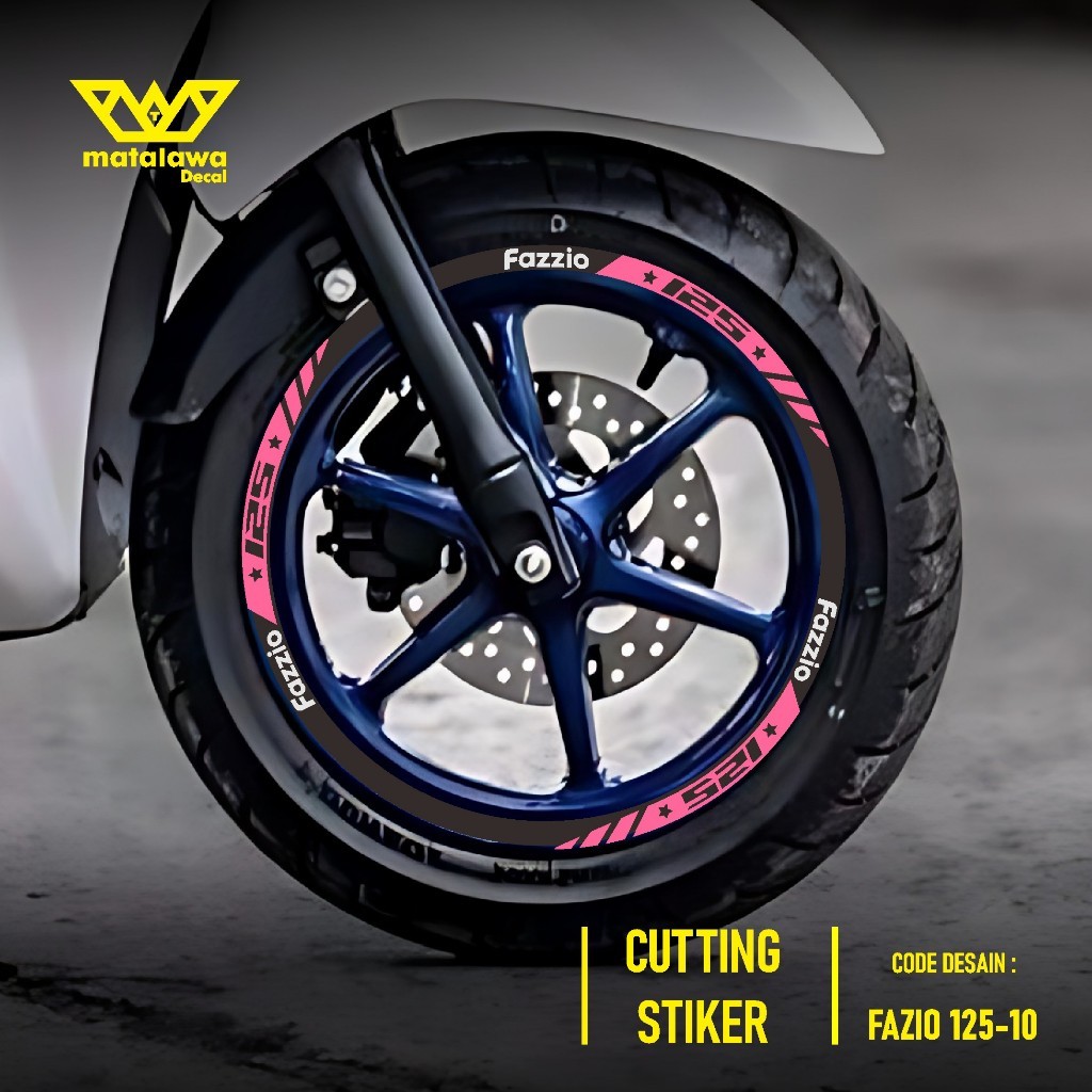 CUTTING STIKER VELG YAMAHA FAZZIO STICKER LIS PELK MOTOR RING 12 FAZIO SET DEPAN BELAKANG 10