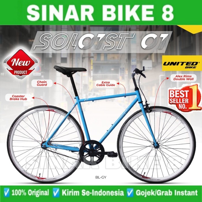 Sepeda Fixie UNITED SOLOIST 01 700C Balap Roadbike Rem Torpedo