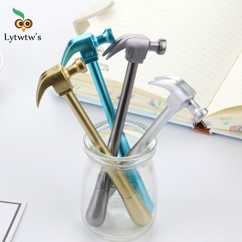 

1 Pcs Lytwtw's Metallic Hammer Tools Stationery Creative Gel Pen Simulation School Office Supply Cute Kawaii Funny Gift Prize