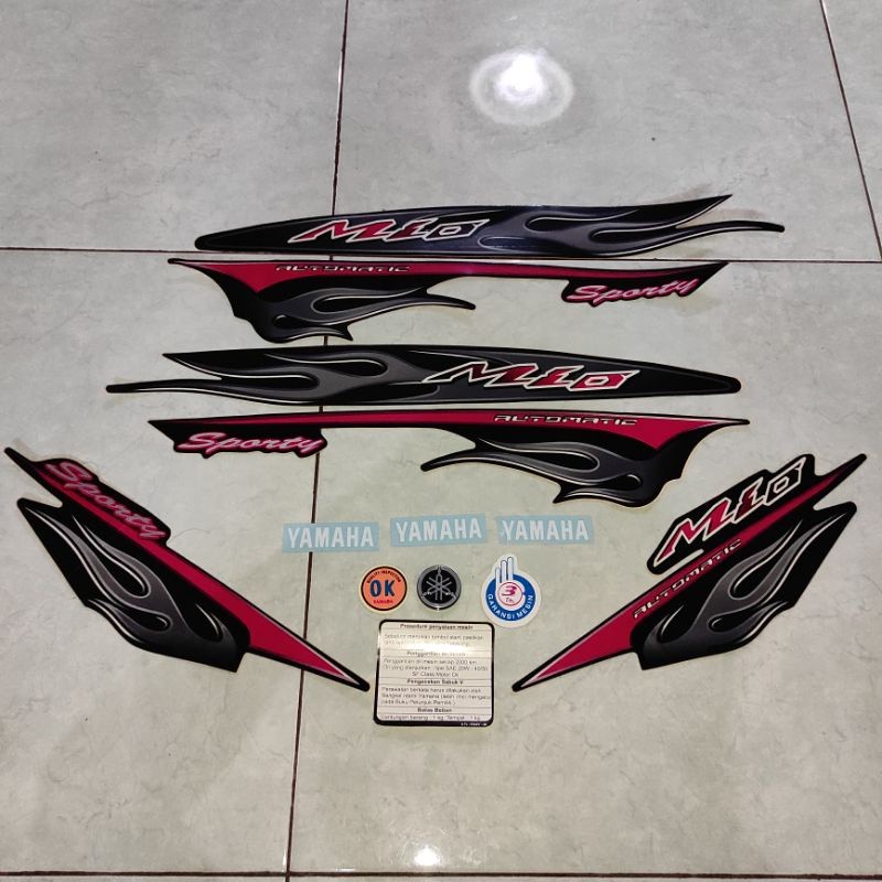 stiker stripping striping decal graphic Yamaha mio sporty hitam api 2006 2007 5TL ori original