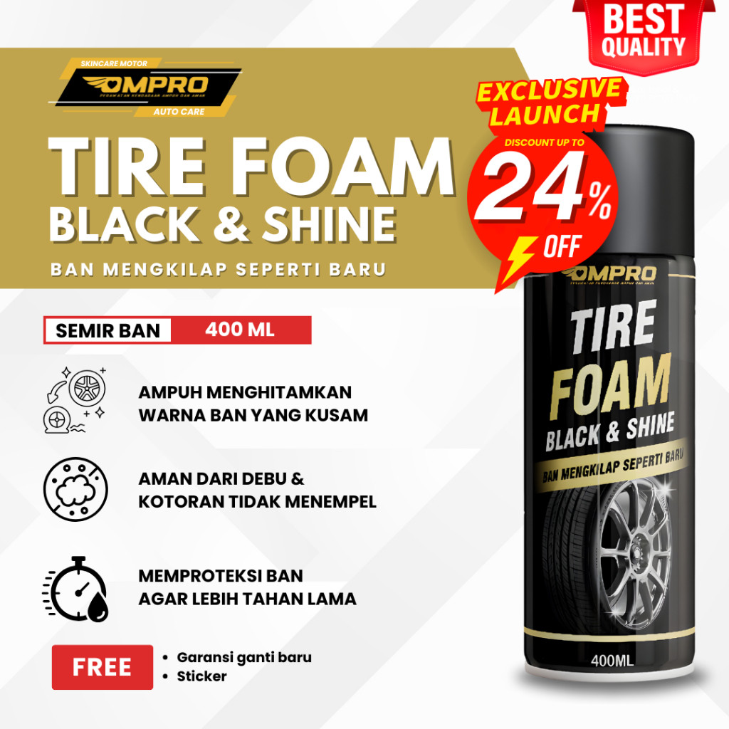 Semir Ban Mobil Tahan Lama Ompro Tire Foam Semir Ban Motor Tahan Lama Pengkilap Ban