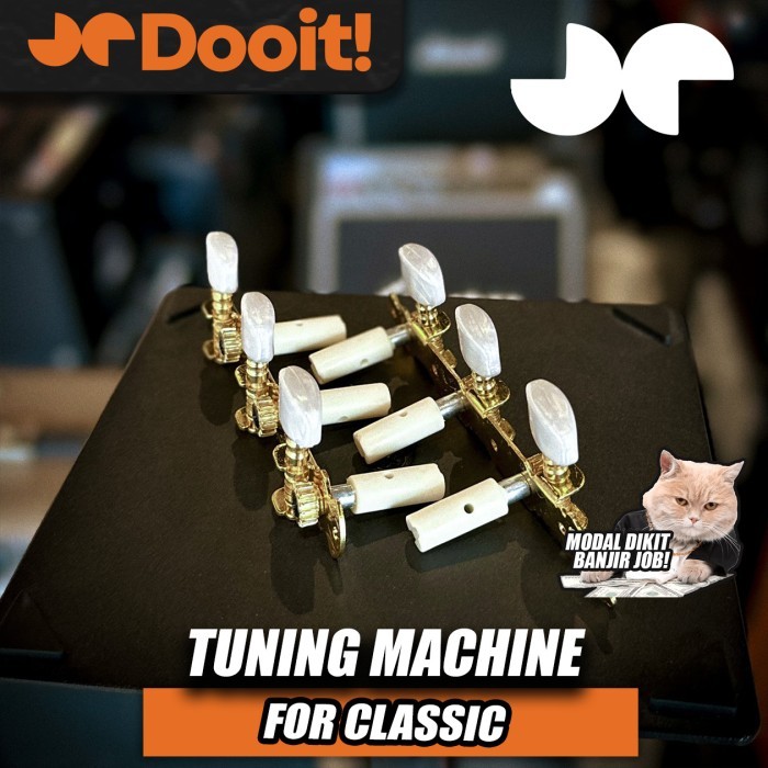 Tuning Machine Head Dryer Gitar Acoustic Classic Nylon Nilon, Gold Emas - 1 SET