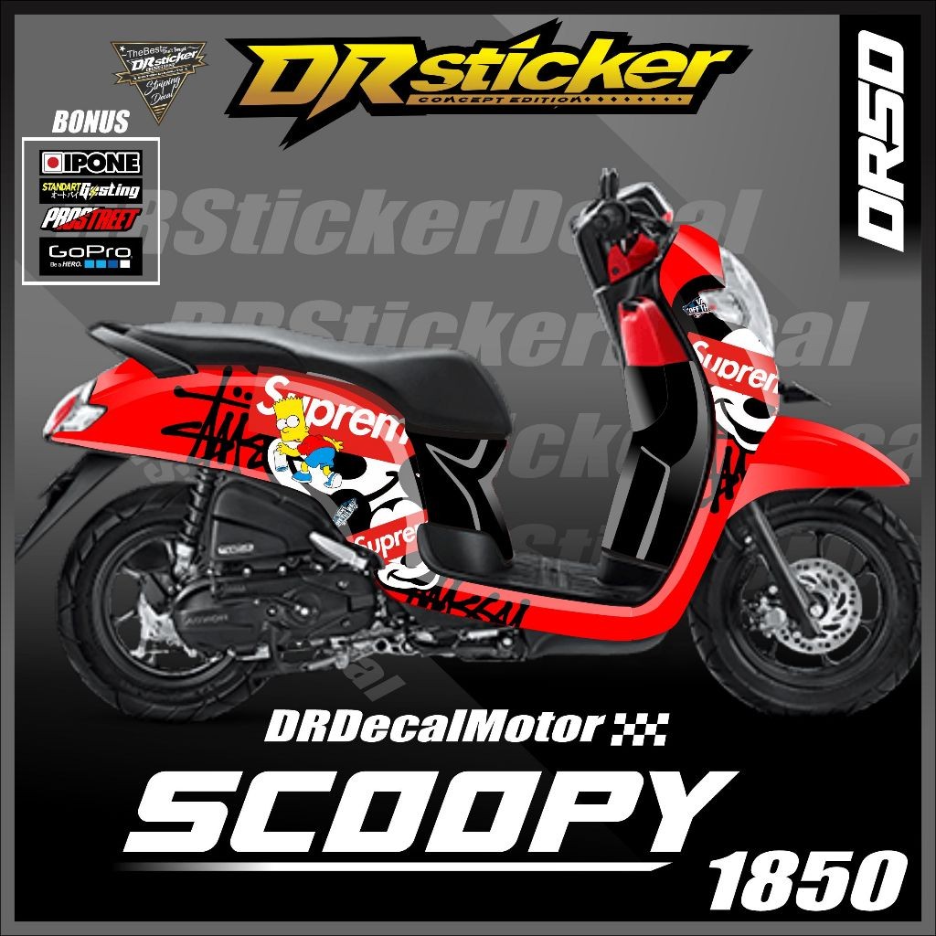 Terpercaya Decal Sticker Scoopy New Fi 2016 - 2019 Full Body Fullblok Motif Supreme