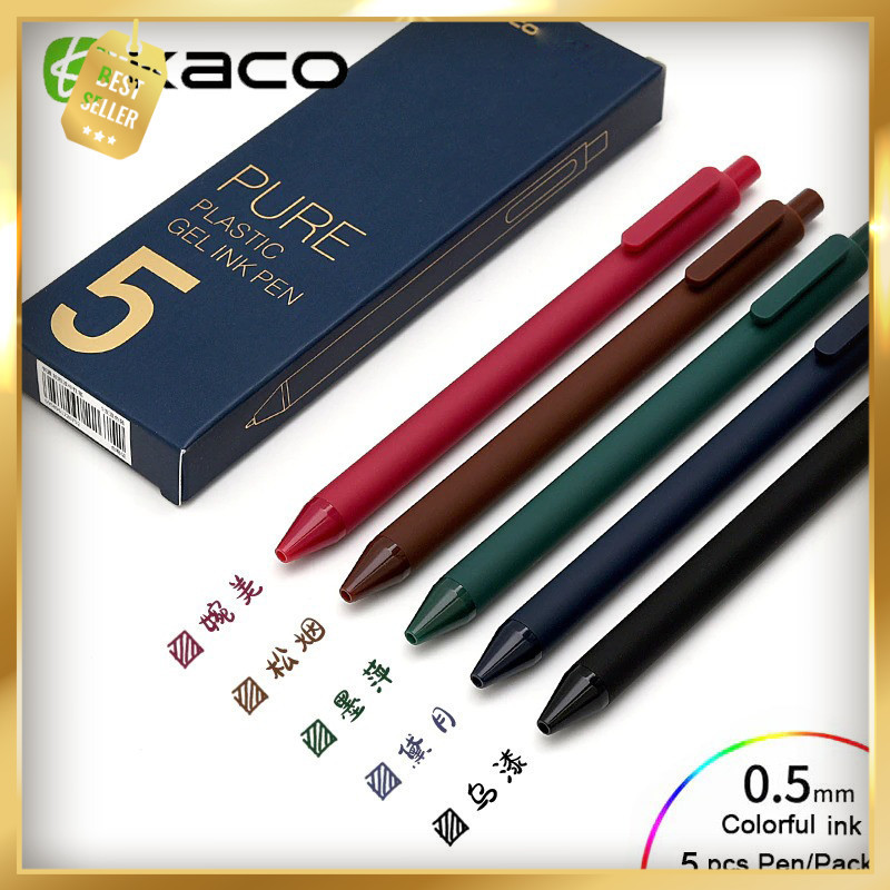 

Kaco PURE Vintage Gel Pen Pena Pulpen 0.5mm 5 PCS - K1015 (Colorful Ink)