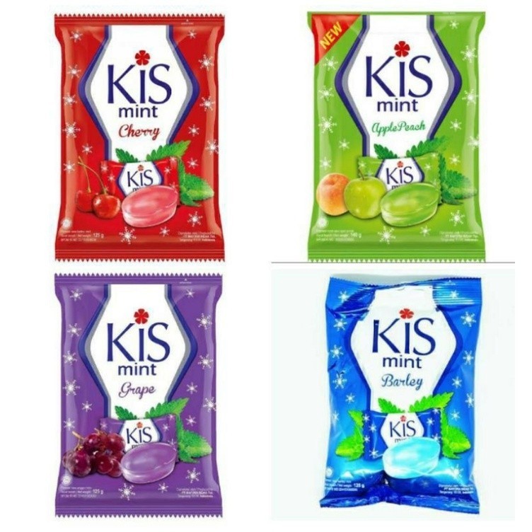 

[DOMIKA MART] PERMEN KIS MINT 125 GRAM CHERRY BARLEY GRAPE APPLE 1 PACK ISI 50 BUTIR UNGU BIRU HIJAU MERAH CEMILAN ANAK GROSIR MURAH MAYORA MAKANAN RINGAN KISS APEL gr 125gr WDMART