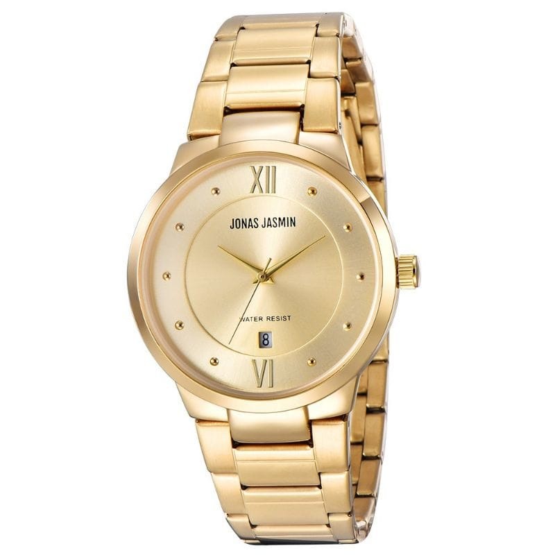 Jam Tangan Pria Jonas Jasmin-3105 Original Tali Rantai Free Kartu Body Bulat Tanggal Aktif