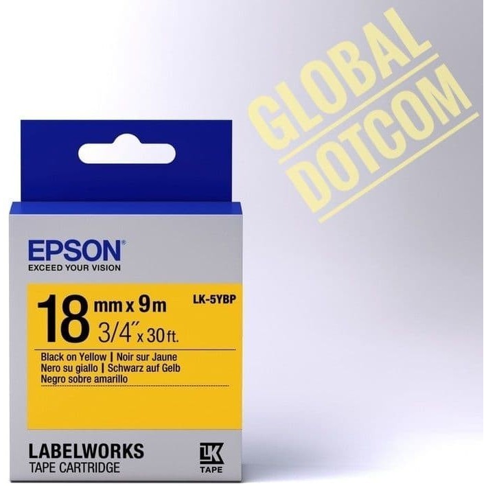 

Epson label PITA 18mm black on yellow labelworks tape cartridge LK-5YBP LK5YBP LK 5YBP KUNING