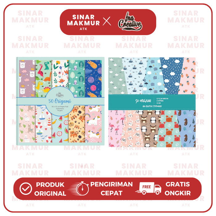 

Kertas Origami/Kertas Lipat Kreasi Motif/Pattern Double Sided/Dua Sisi 15 x 15 cm Isi 50 Lembar Ina Creative (Pak)