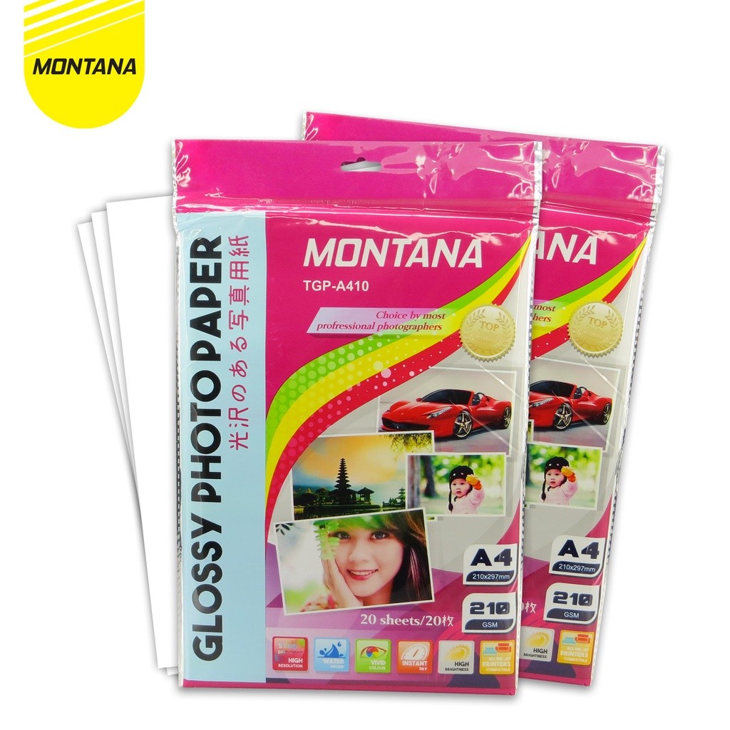 

MONTANA Glossy Photo Paper A4 20 Sheets 210 GSM Kertas Foto TGP-A410