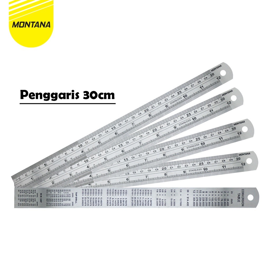 

MONTANA Penggaris Besi Stainless 30 Cm Ruler Multifungsi RT-30S/Retail