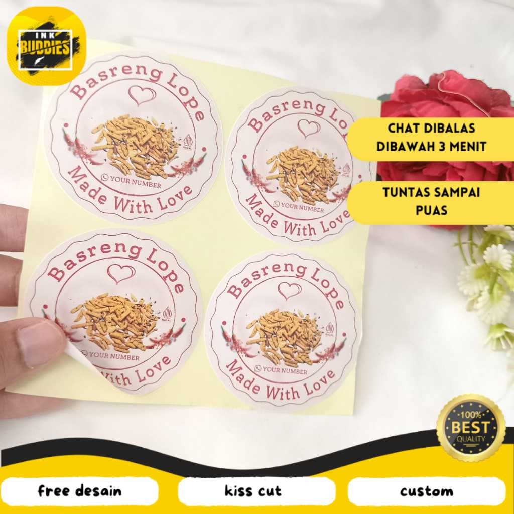 

INB Sticker Print Label Makanan Cemilan Basreng Bentuk Bulat Free Desain Stiker Custom Nama