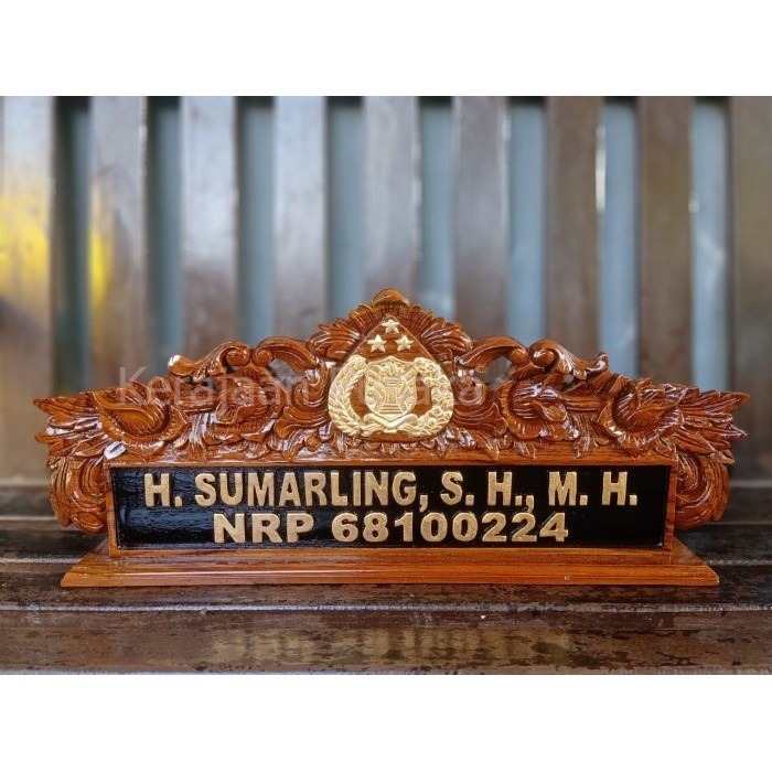 

papan nama meja kayu jati + PAPAN NAMA MEJA KANTOR + PAPAN NAMA POLISI KP343