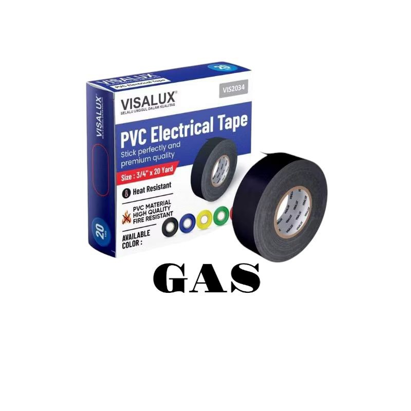 

Isolasi Warna Hitam Visalux 20Y 20 Yard Lakban Kabel Listrik Electrial Tape 3/4 Inci Inch