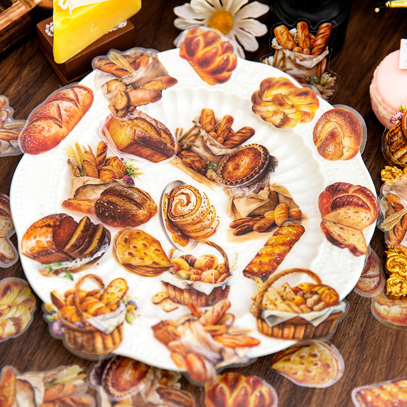 

40pcs Vintage food Bread theme Stickers Creativity Decor Hand Account Diary Album Scrapbooking Material Adhesive DIY Sticker