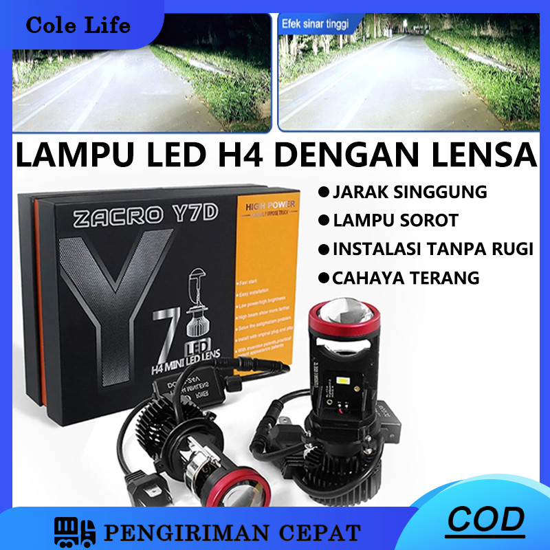 Y7D Lampu Led Mobil Dan Motor H4/Projie Led Mobil Mini Projie Y7D H4 Mobil Super Terang Lampu Led