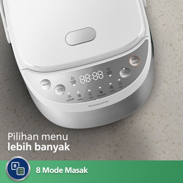 Philips 0.85L Digital Mini Rice Cooker HD3170/33 - White, Inner Pot Anti Lengket, rice cooker philip