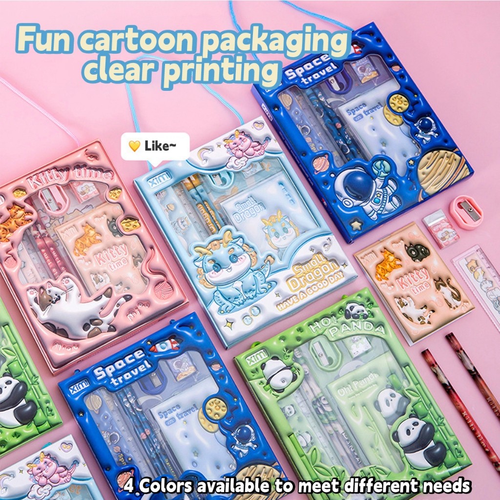 

【Dotding】6 Pcs Set Alat Tulis Set Kartun Lucu Set Pensil Rautan Penghapus Buku catatan Untuk anak -anak perempuan hadiah anak laki -laki H553