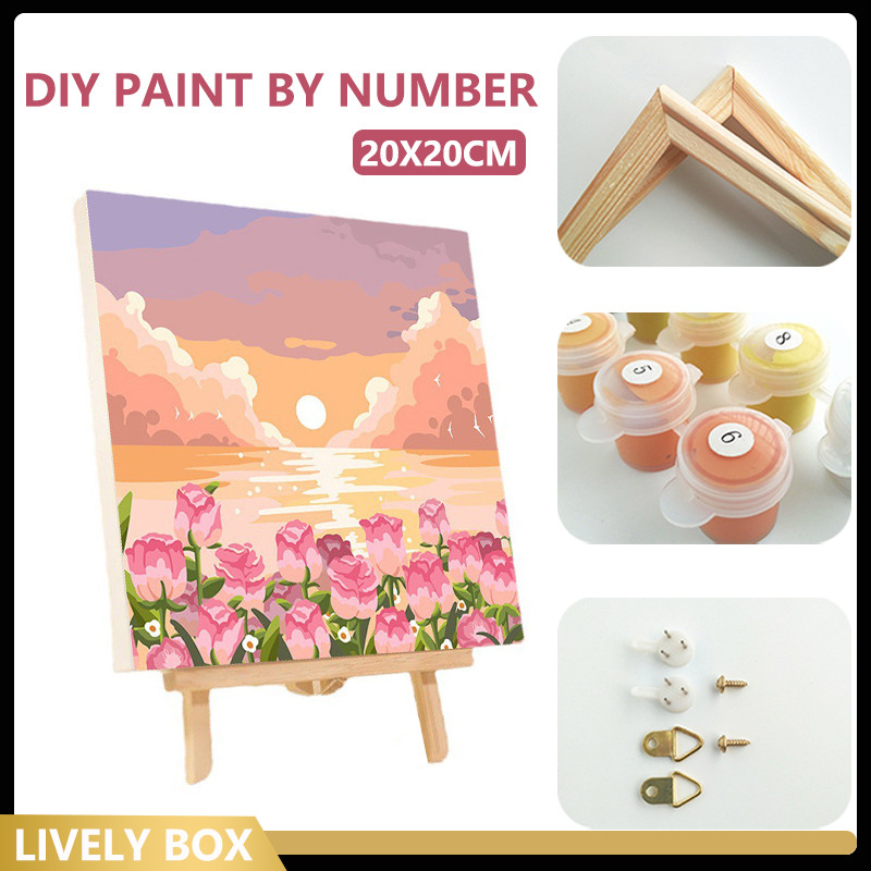 

Number Kit DIY Digital / Paint By Number 20x20CM Nature Series DIY Lukisan Kanvas Canvas Paint Digital Aesthetic