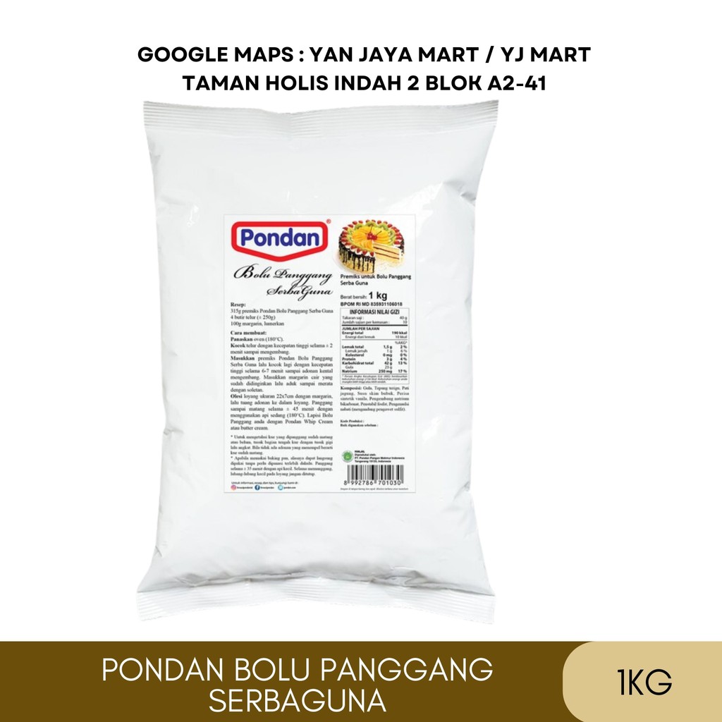 

Pondan Bolu Panggang Serbaguna / Tepung Kue Instan Bolu Panggang 1kg