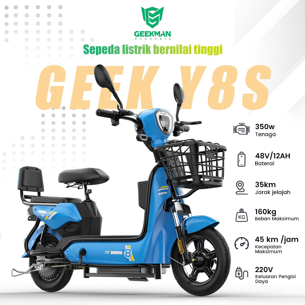 Geekman Sepeda Listrik Murah Sepeda Listrik Dewasa 48v 12ah Sepeda Motor Listrik Garansi Resmi