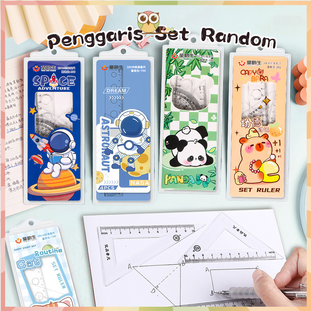 

JCHO Penggaris Set 4PCS Multifungsi Geometri Rotary Ruler Set Transparant Alat Tulis