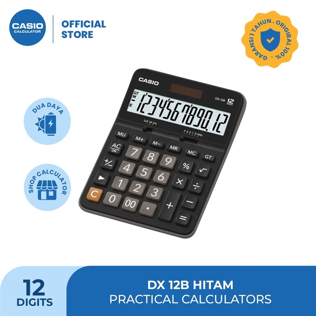 

Casio Kalkulator DX-12BK - Kalkulator Toko Dagang - Standard - 12 Digit