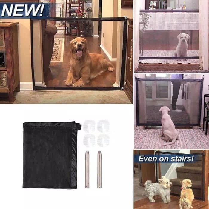 Pagar Jaring Anjing Portable Lipat - Hitam