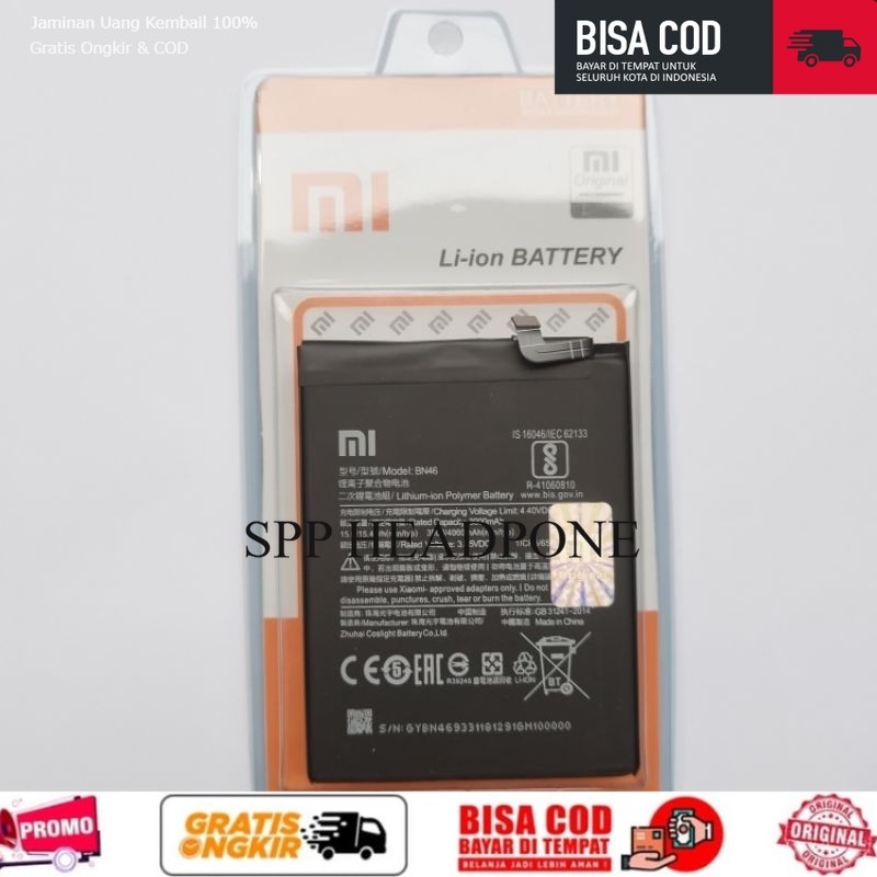 BATRE BATERAI XIAOMI REDMI NOTE 8 / REDMI 7 / REDMI NOTE 6 BN46  ORIGINAL 100 %