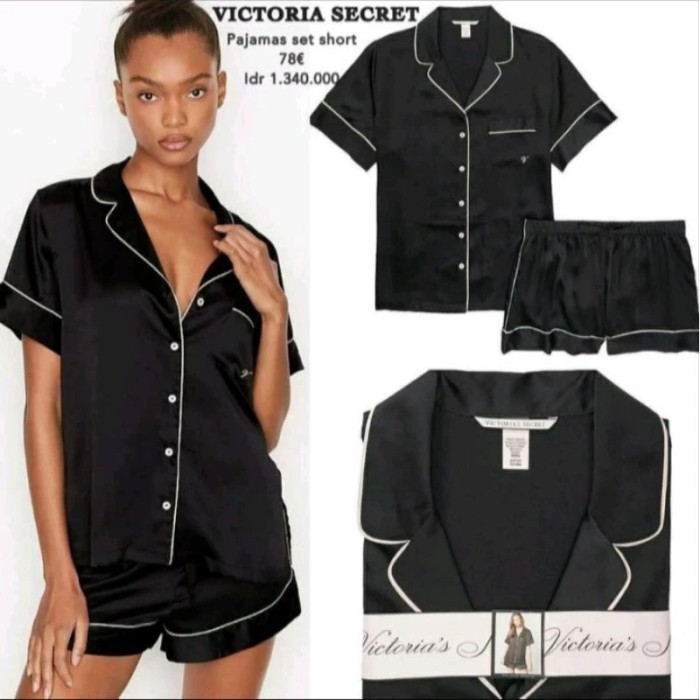 "HST.H" - TERLARIS original victoria's secret pajamas set short piyama VS pendek katun - M