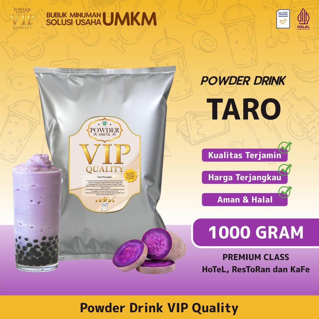 

Bubuk Minuman Kekinian Boba Instan Powder Drink VIP Rasa Taro 1 Kg