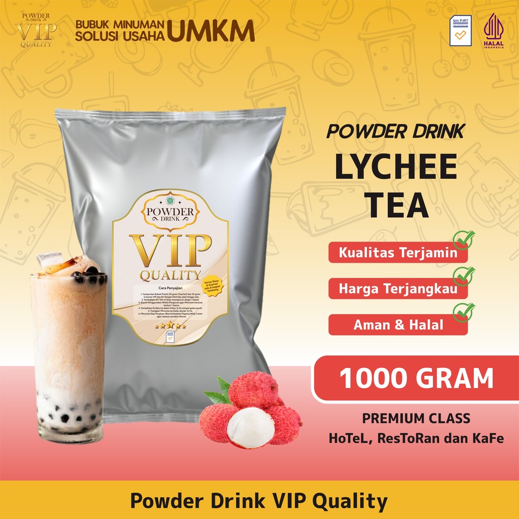 

Bubuk Minuman Kekinian Boba Instan Powder Drink VIP Rasa Lychee Tea 1 Kg