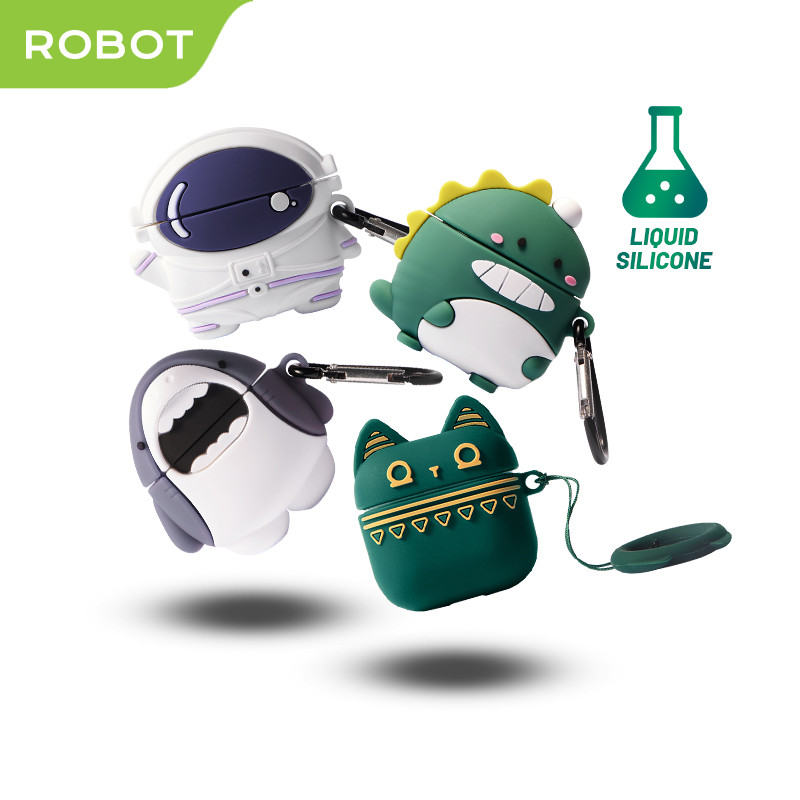 ROBOT Case TWS T50S Liquid Silicone Soft Case Earbuds Anti Debu Anti Sidik Jari 360° Protection Cove